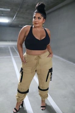 Fashion Nova Pants Can't Get With You Cargo Pant - Khaki/combo