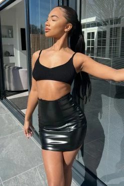 Fashion Nova Carlibell Faux Leather Skirt - Black Skirts & Skorts