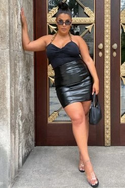 Fashion Nova Carlibell Faux Leather Skirt - Black Skirts & Skorts