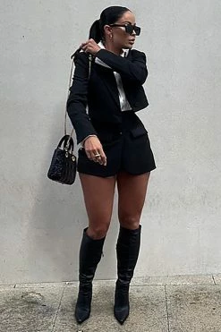 Fashion Nova Shorts Celine 2 Button Skort - Black