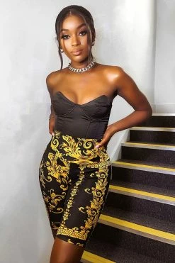 Fashion Nova Classy Chic Biker Short - Black/Gold Shorts