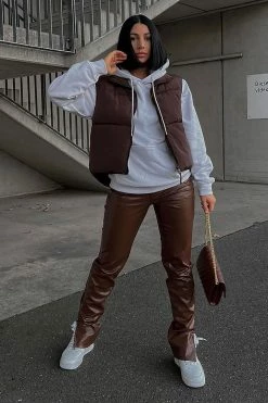 Fashion Nova Pants Croc Lock And Drop It Faux Leather Pant 33 - Chocolate