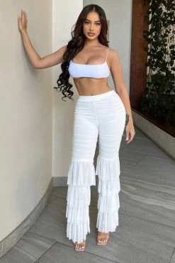 Fashion Nova Dancing Queen Mesh Pant - White