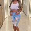 Budget 🎉 Fashion Nova Distressed With Love Bermuda Shorts - Light Blue Wash 👍 1 Fashion Nova Distressed With Love Bermuda Shorts - Light Blue Wash