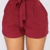Fashion Nova Rosie Tie Waist Shorts - Burgundy