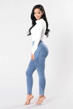 Fashion Nova Leggings Switching Up The Angles Jeggings - Medium Wash