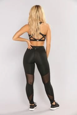 Fashion Nova Mesh It Up Active Leggings - Black