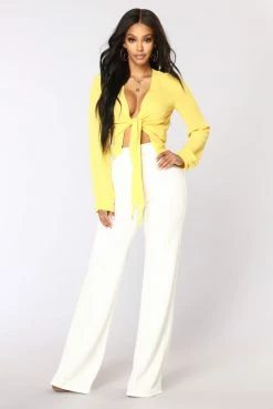Fashion Nova Victoria High Waisted Dress Pants - White