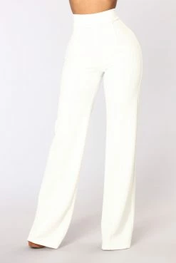 Fashion Nova Victoria High Waisted Dress Pants - White