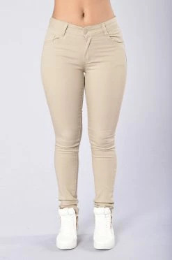 Fashion Nova Skinny Uniform Pants - Khaki