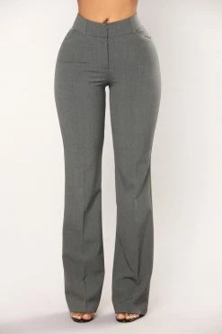 Fashion Nova Tasha Dressy High Rise Pants - Charcoal