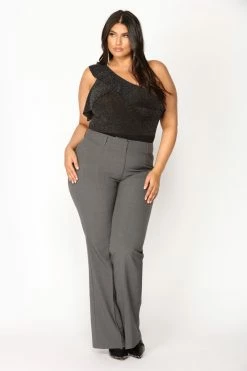 Fashion Nova Tasha Dressy High Rise Pants - Charcoal