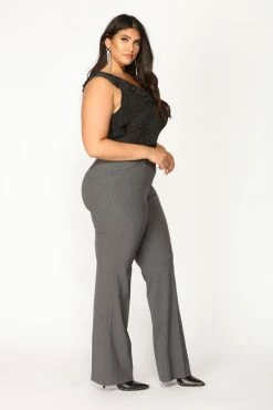 Fashion Nova Tasha Dressy High Rise Pants - Charcoal