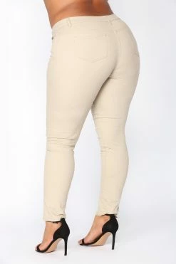 Fashion Nova Skinny Uniform Pants - Khaki