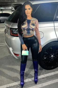 Fashion Nova Faux Leather Tummy Tuck Leggings - Black