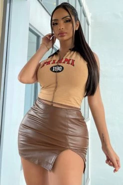 Fashion Nova Flame In Your Heart Skirt - Chocolate
