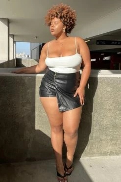 Fashion Nova Skirts & Skorts Good For You Faux Leather Skort - Black