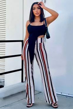 Fashion Nova Helene Stripe Pants - White/combo