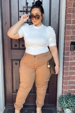 Fashion Nova Kalley Cargo Pants - Tan