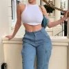 Fashion Nova Killing You Softly Utility Pants 29 - Slate Blue