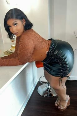 Fashion Nova Skirts & Skorts Lace You Up Mini Skirt - Black