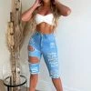 Fashion Nova Lost At Sea Shorts - Light Blue