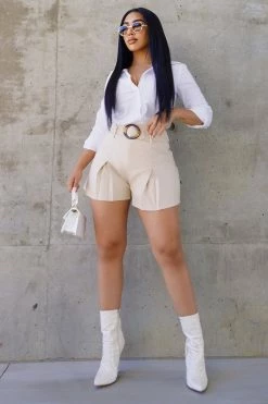 Fashion Nova Meet For Brunch Belted Shorts - Tan