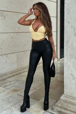 Fashion Nova Midnight Horizon Faux Leather Skinny Pants - Black