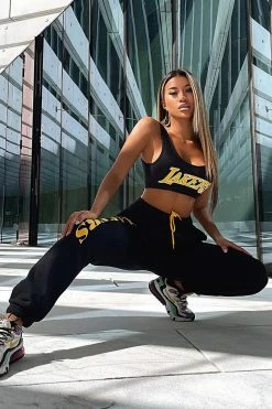 Fashion Nova NBA Get That Defense Lakers Sweatpants - Black/Yellow