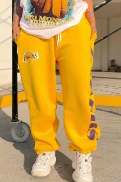 Fashion Nova NBA On The Rebound Lakers Sweatpants - Yellow