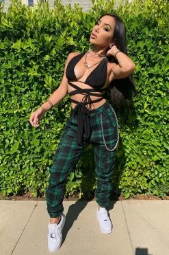 Fashion Nova Never Over Plaid Joggers - Green/combo