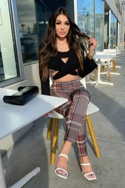 Fashion Nova Never Pressed Plaid Pants - Black/combo