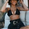 Fashion Nova Palm Springs Belted Denim Shorts - Black