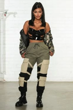 Fashion Nova Block It Out Cargo Joggers - Olive/Combo