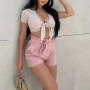Fashion Nova Rosie Tie Waist Shorts - Mauve