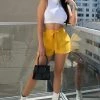 Fashion Nova Rosie Tie Waist Shorts - Mustard