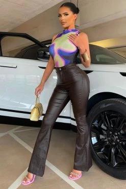 Fashion Nova Pants Sammie Flare Pant 31 - Chocolate