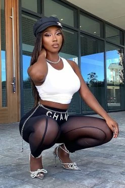 Fashion Nova Show Some Leg Mesh Leggings - Black
