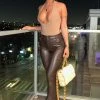Fashion Nova Take Me Out Faux Leather Pant - Brown