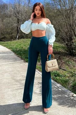 Fashion Nova Victoria High Waisted Dress Pants - Hunter Green