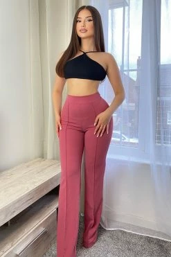 Fashion Nova Victoria High Waisted Dress Pants - Mauve