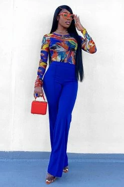 Fashion Nova Victoria High Waisted Dress Pants - Royal