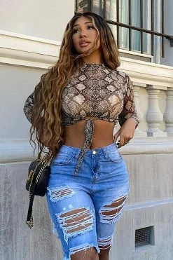 Fashion Nova Victory Is Mine Denim Long Line Shorts - Light Blue Wash