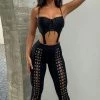 Fashion Nova X's And O's Lace Up Pants - Black